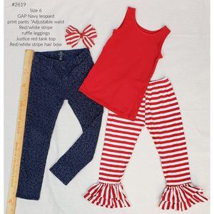 Mix-n-Match RWB Outfits GAP jeans and Red Top with Stripe Leggings